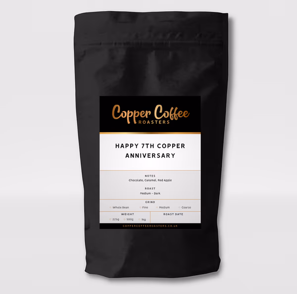 Personalised 7th Wedding Anniversary Coffee Gift | Copper Anniversary Speciality Coffee Bag