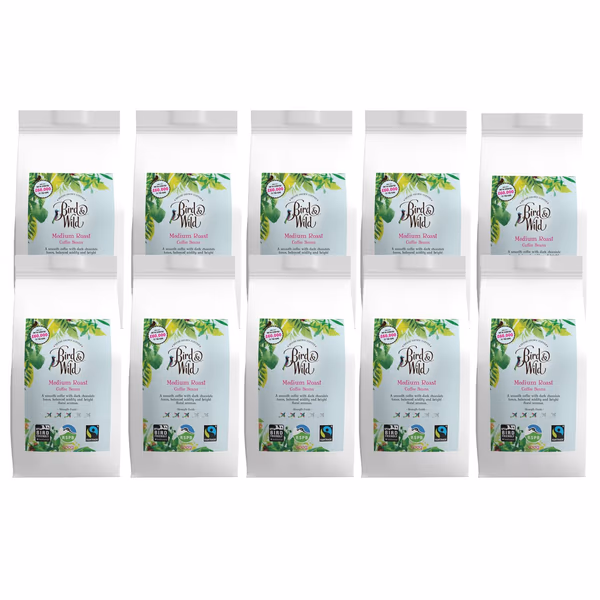 Medium Roast Fairtrade Organic Coffee Beans - 10x500g