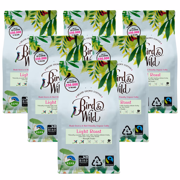 Light Roast Fairtrade Organic Coffee Beans & Ground - 6x200g